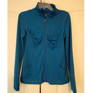 Zella Royal Blue Zip Front Athletic Track Jacket Mock Neck Small